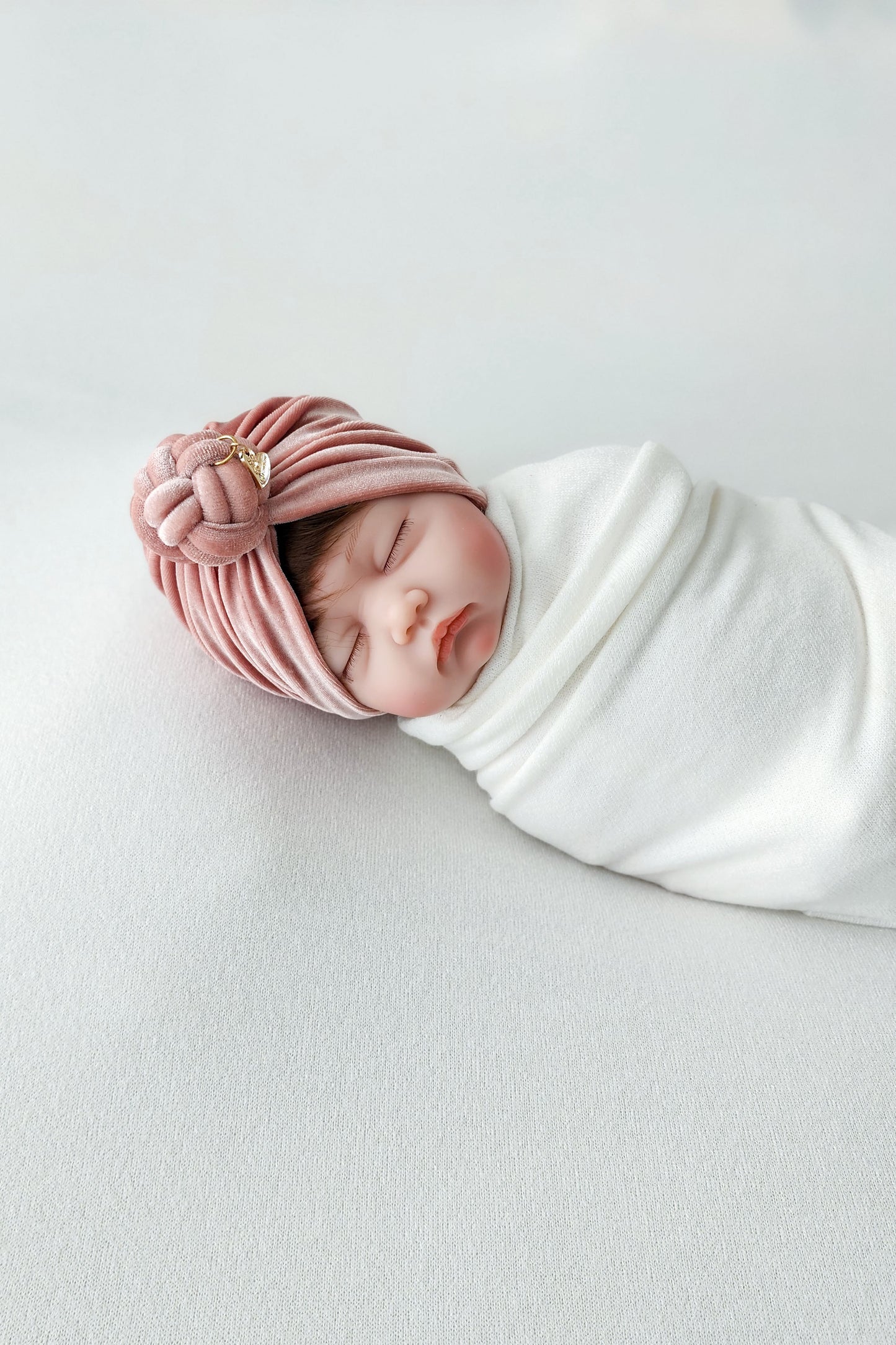 turban velvet knot front size, baby size, color light pink