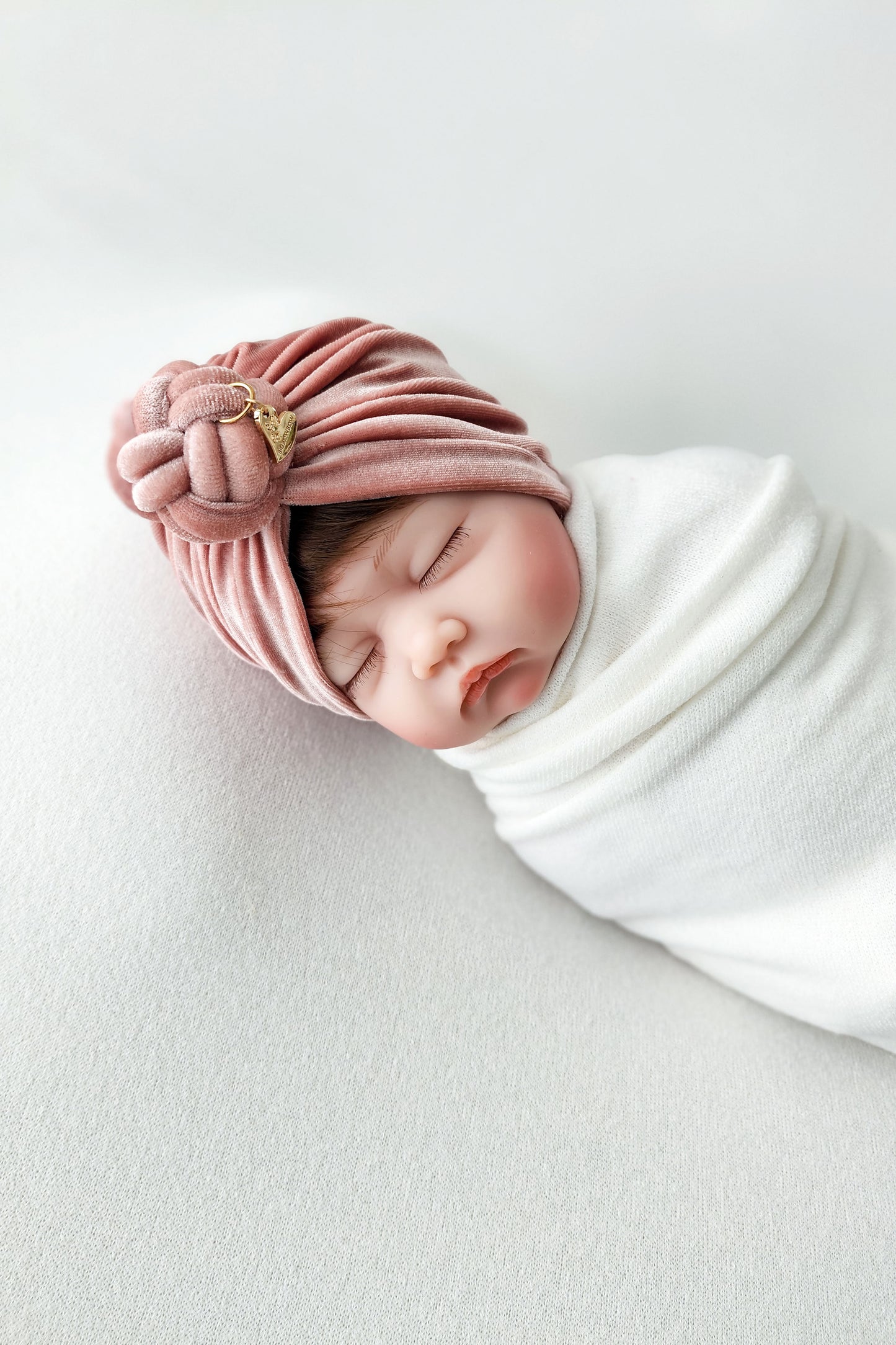 turban velvet knot front size, baby size, color pink 