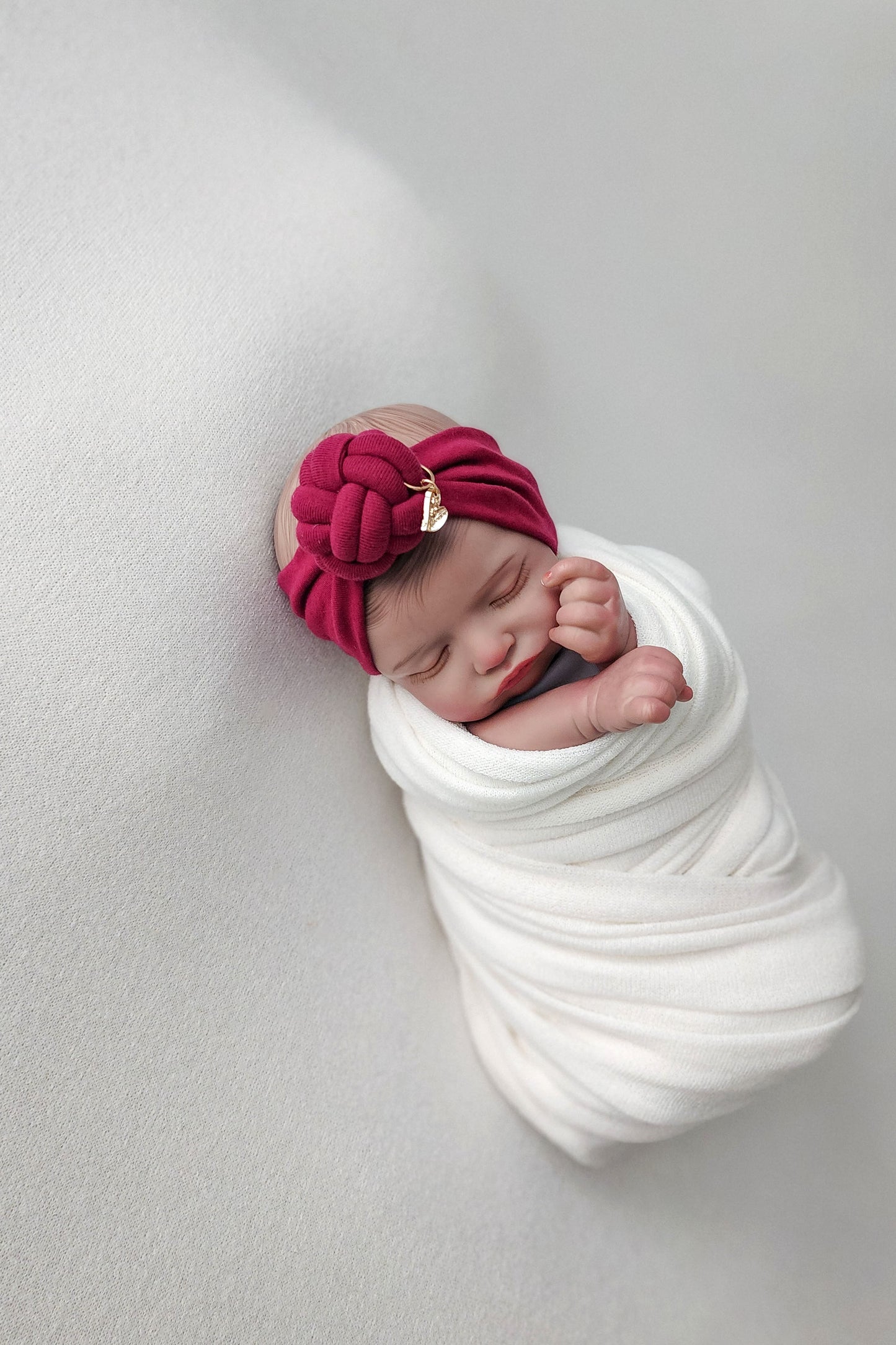 Bigbowbow burgundy color of headband knot top view