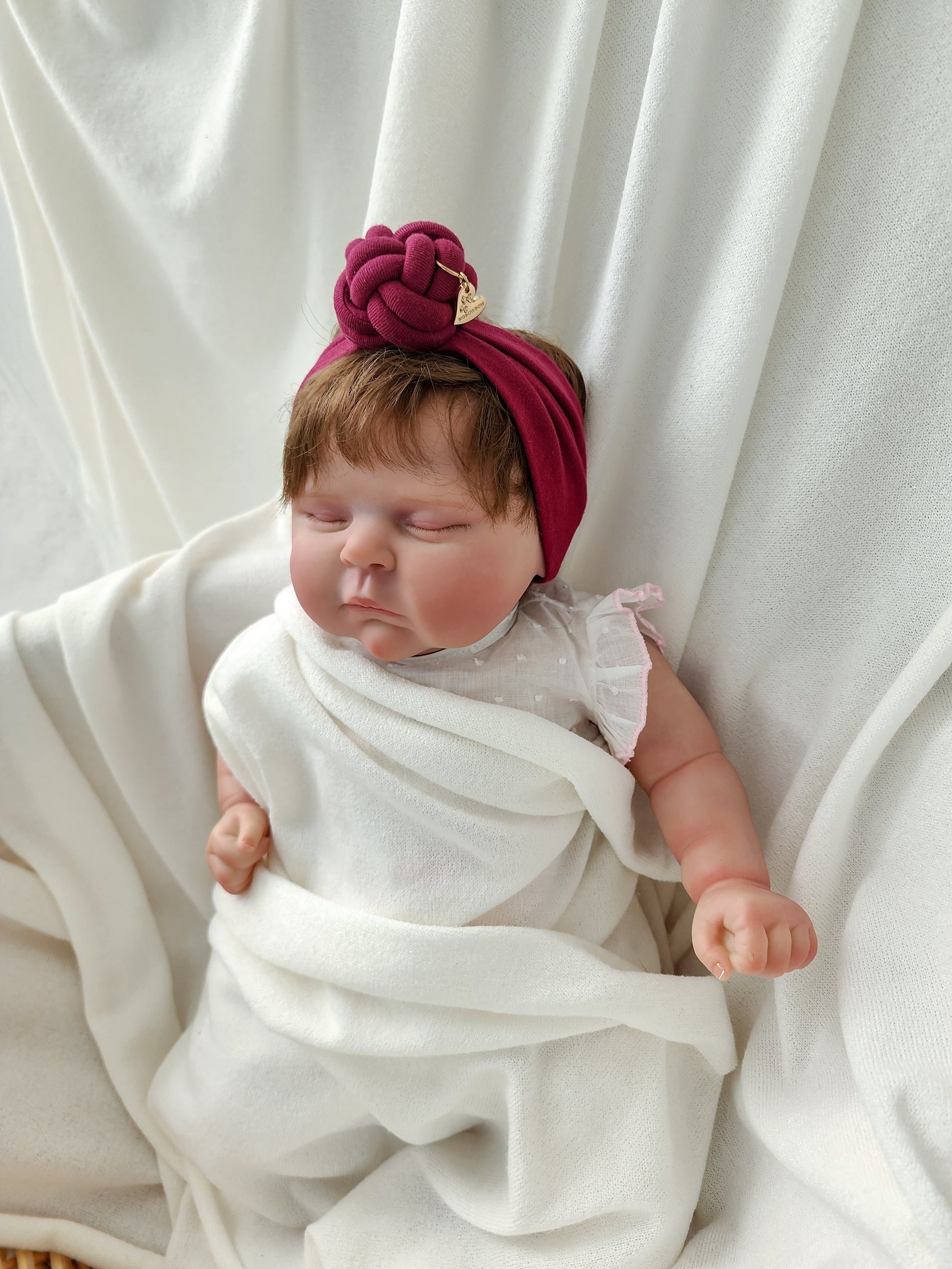 Bigbowbow burgundy color of headband knot side view