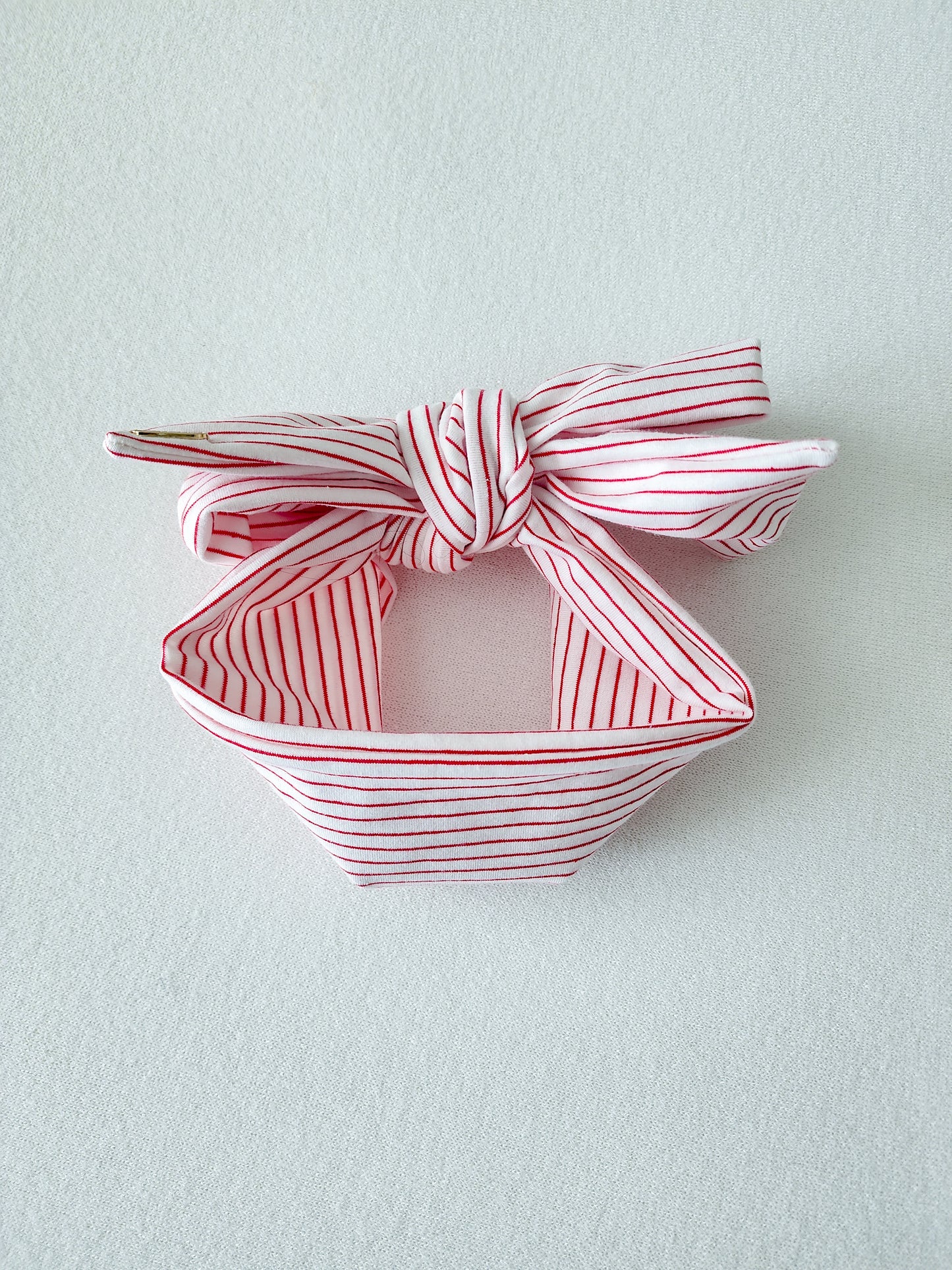 Head wrap headbands bow in stripe white and red 