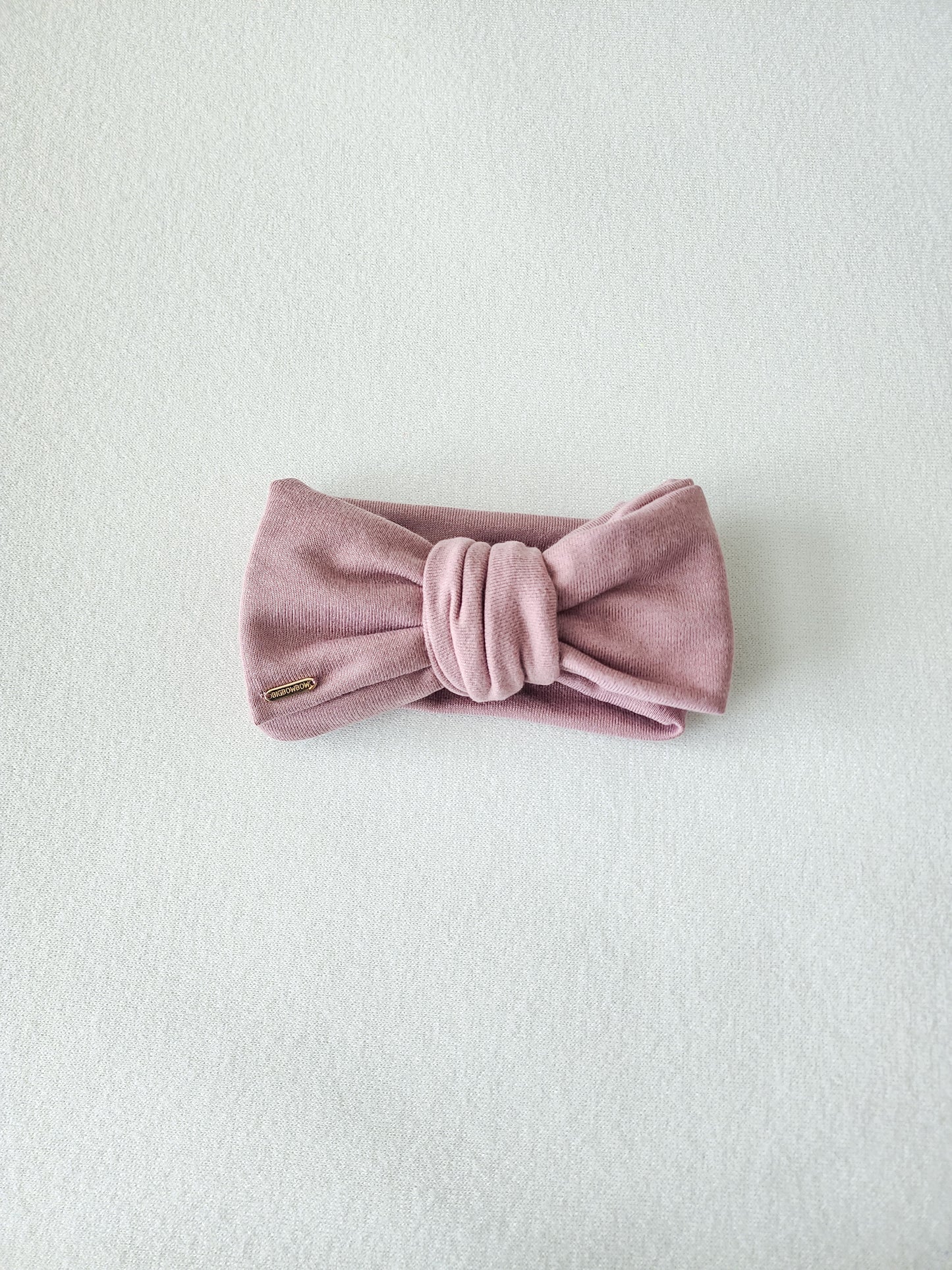 Bigbowbow Head wrap bow or kids, baby and adult, details view, dusty pink color