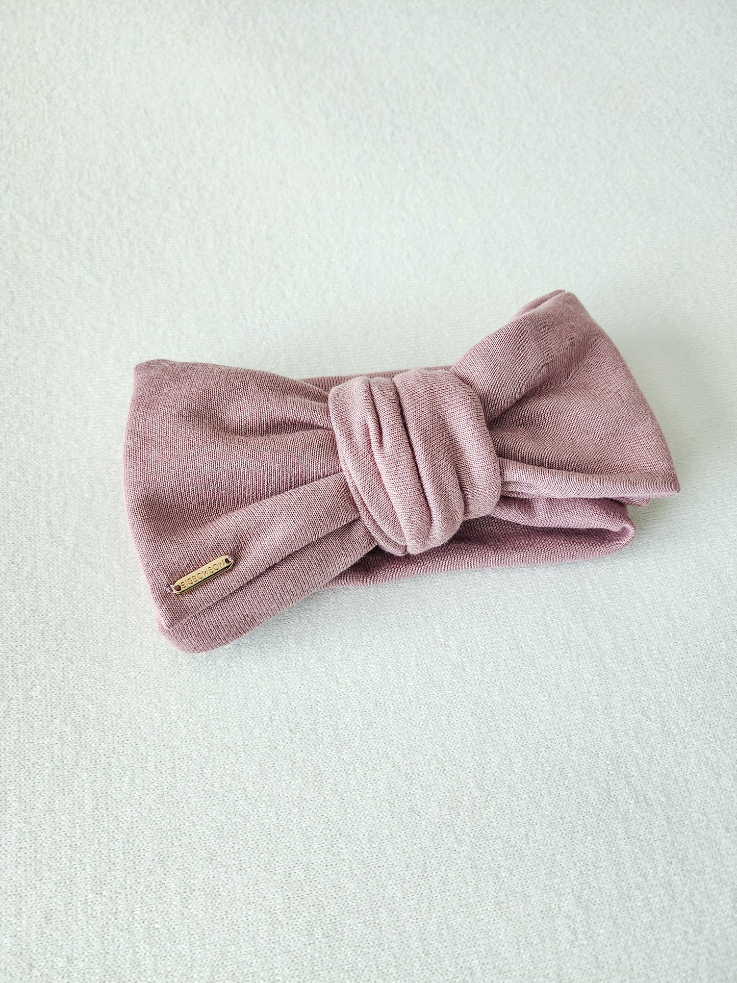 Bigbowbow Head wrap bow or kids, baby and adult, details view, dusty pink color