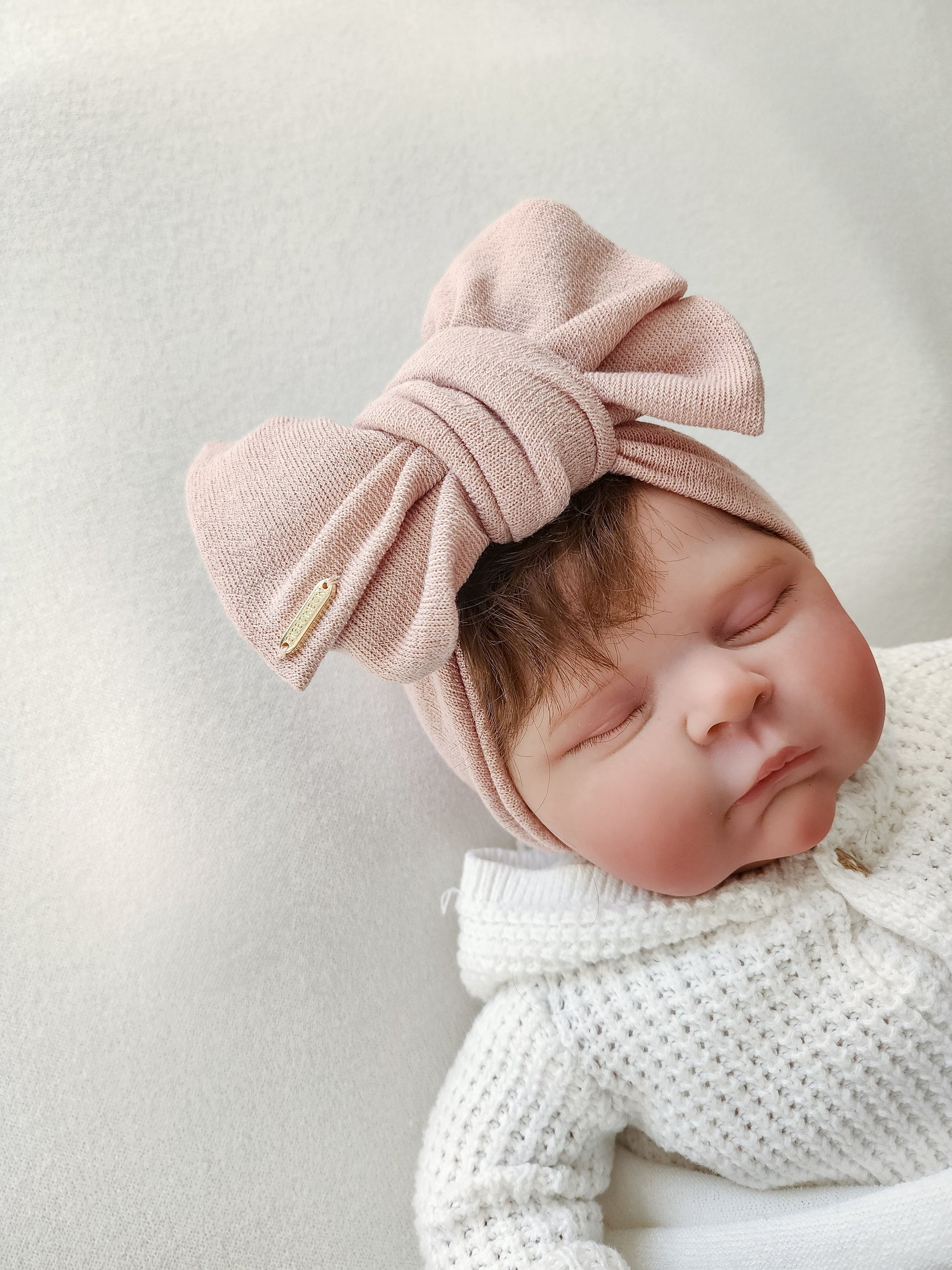 Head wrap headbands bow in dusty pink close-up