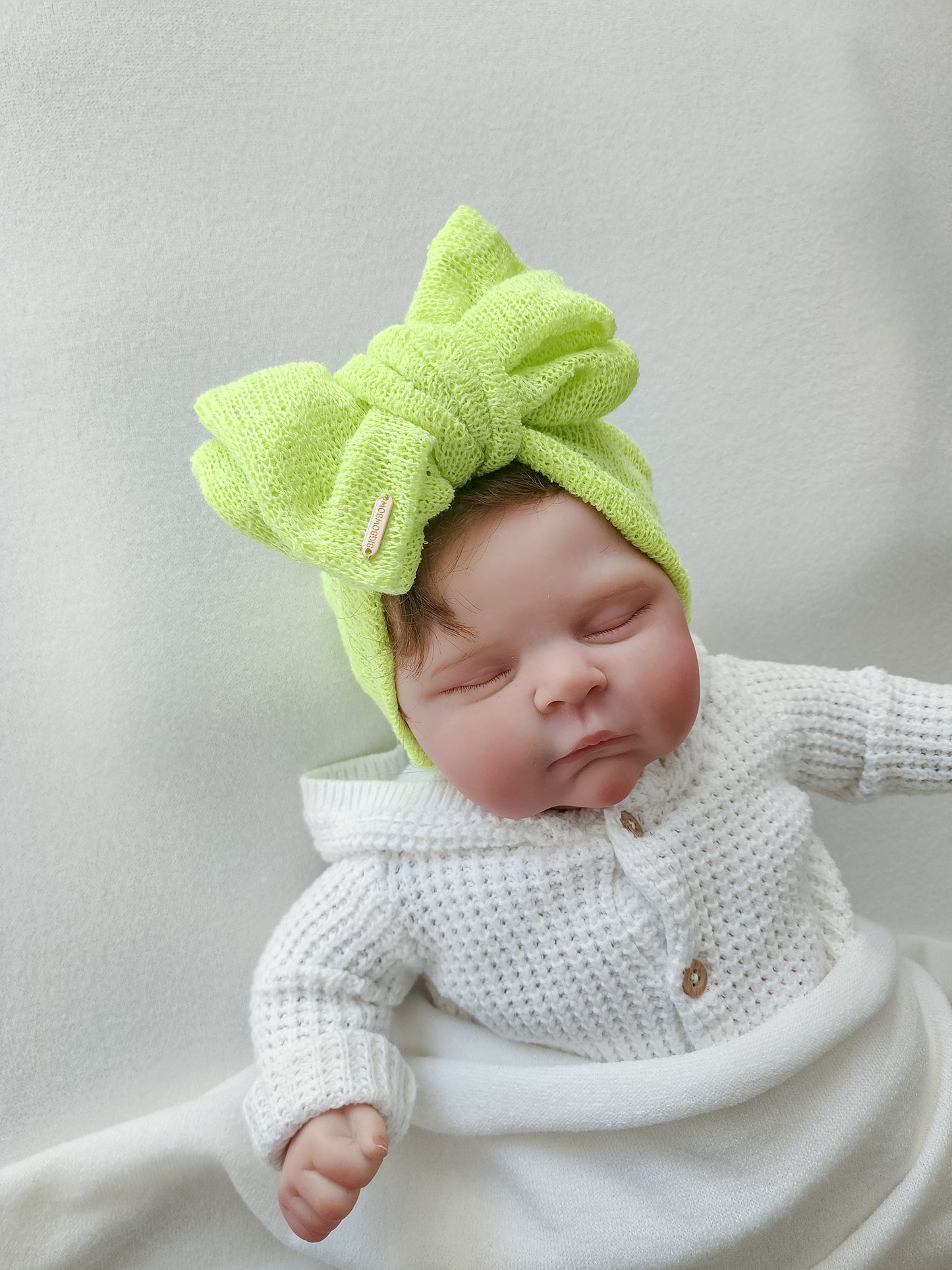 Head wrap headbands bow in neon green close-up