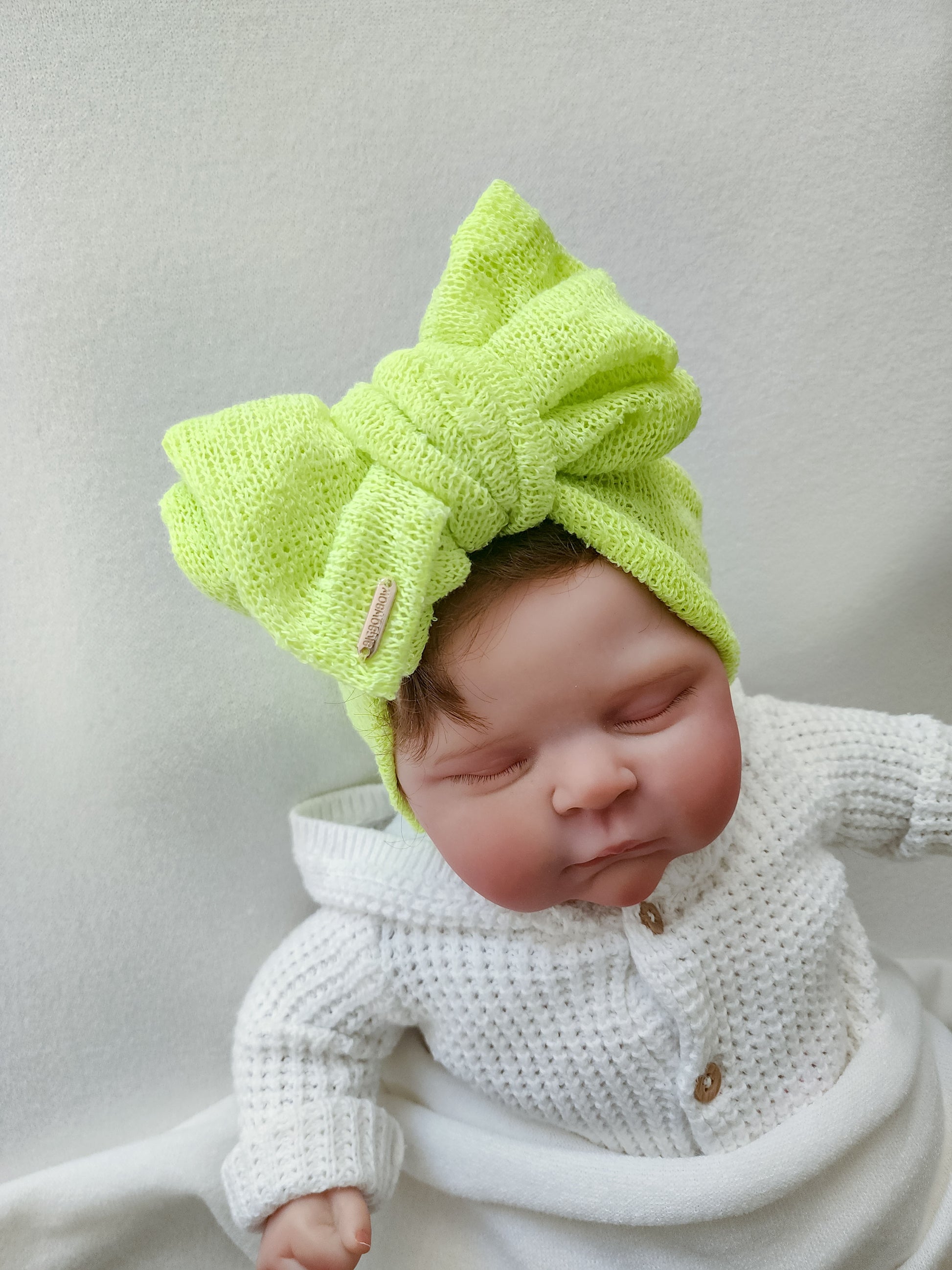 Head wrap headbands bow in neon green close-up