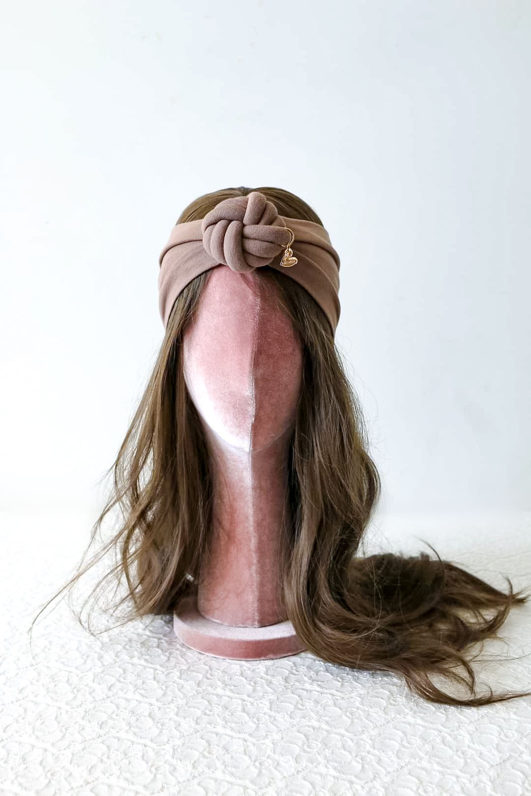 Headband knot in brown color front view