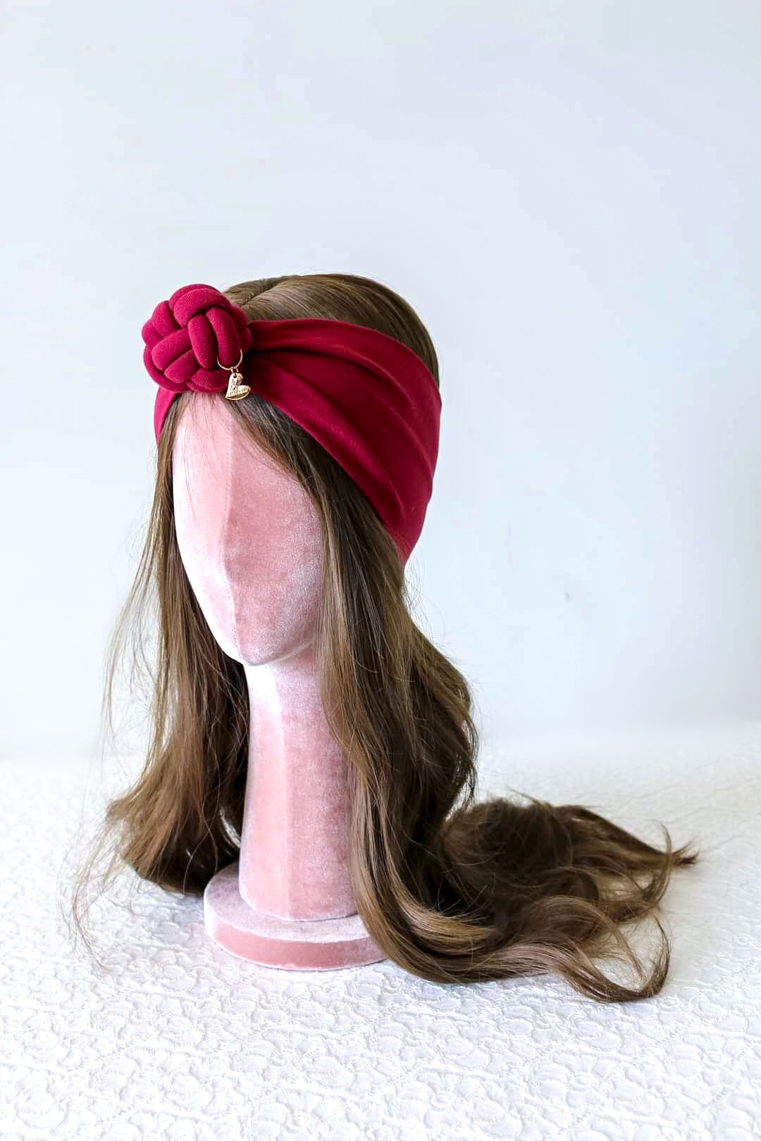 Burgundy color headbands knot size view, women size